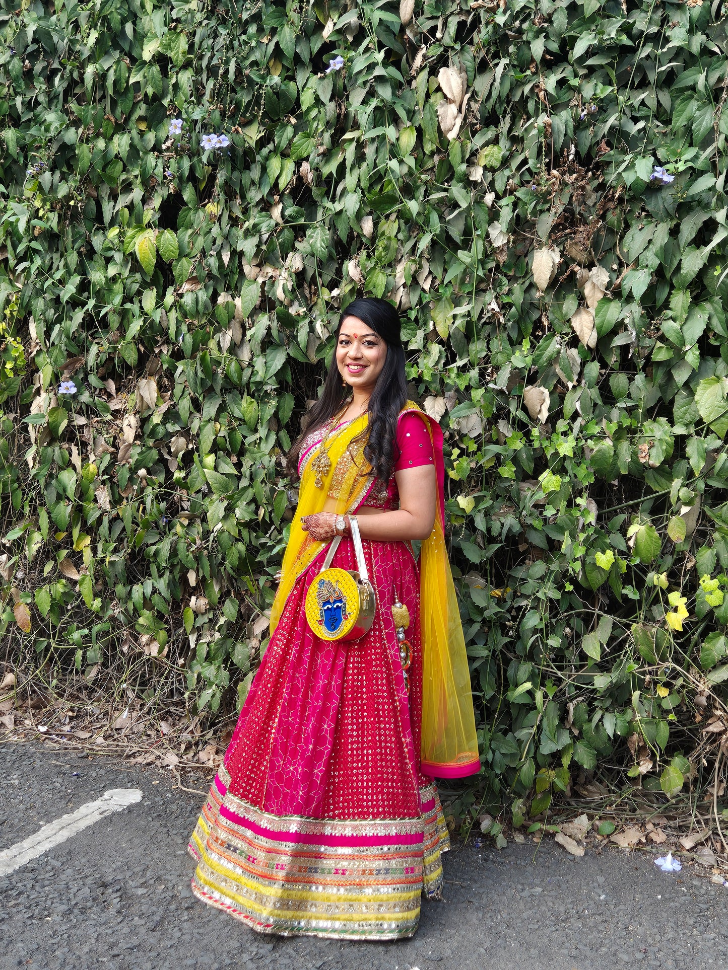 Shreenath JI Lippan Art Handcrafted Potli Bag with Sling