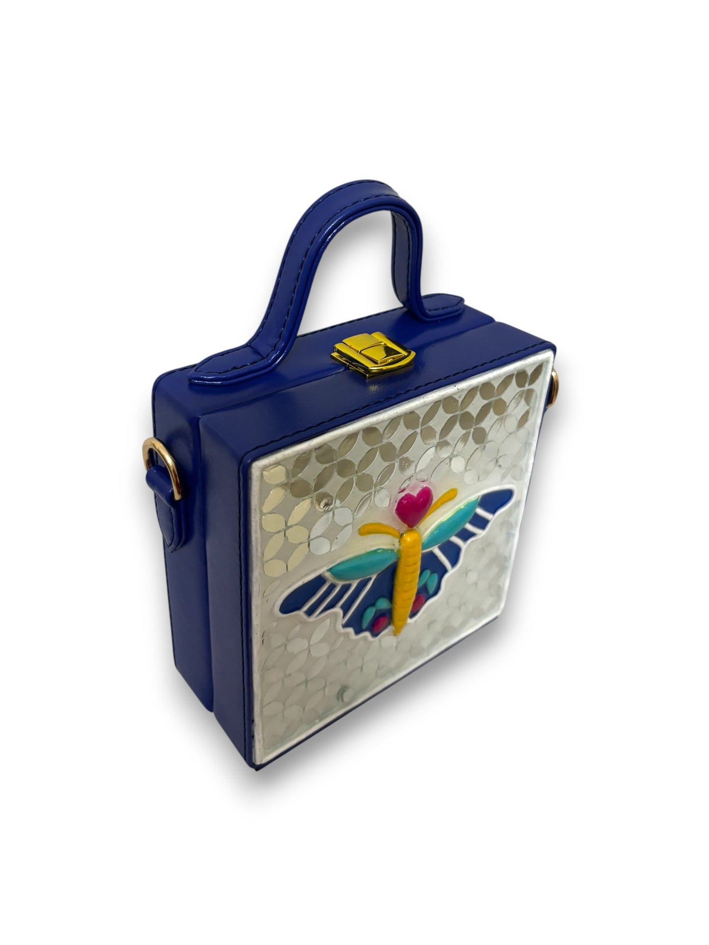 Mini Butterfly Lippan Art Handcrafted Square Box Bag