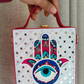 Mini Hamsa Lippan Art Handcrafted Square Box Bag