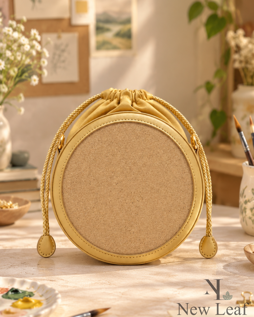 New Leaf Golden Circle Potli Sling – Plain Handcrafted Bag