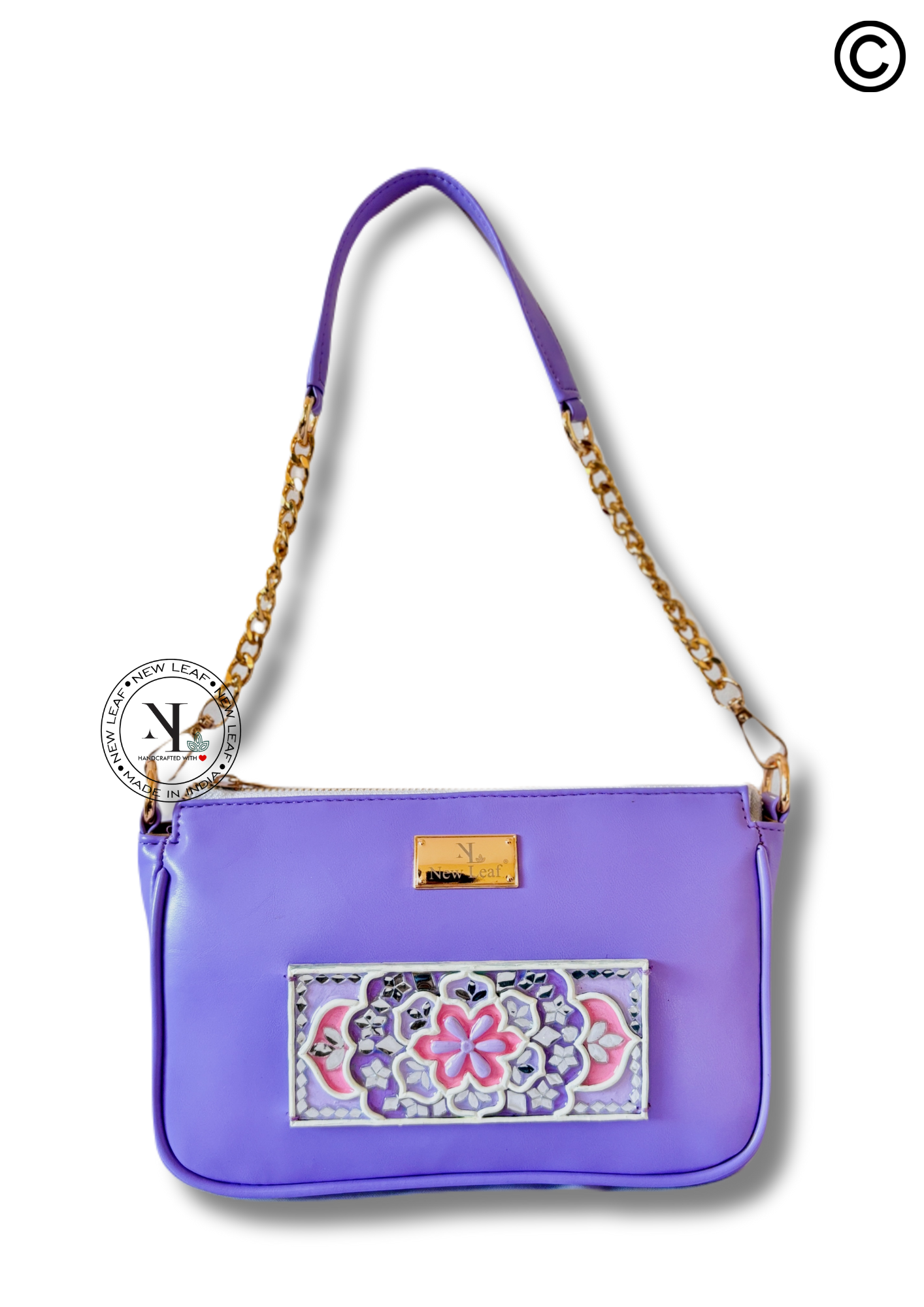 Lilac Mist Lippan Art Handcrafted Baguette Bag/Sling
