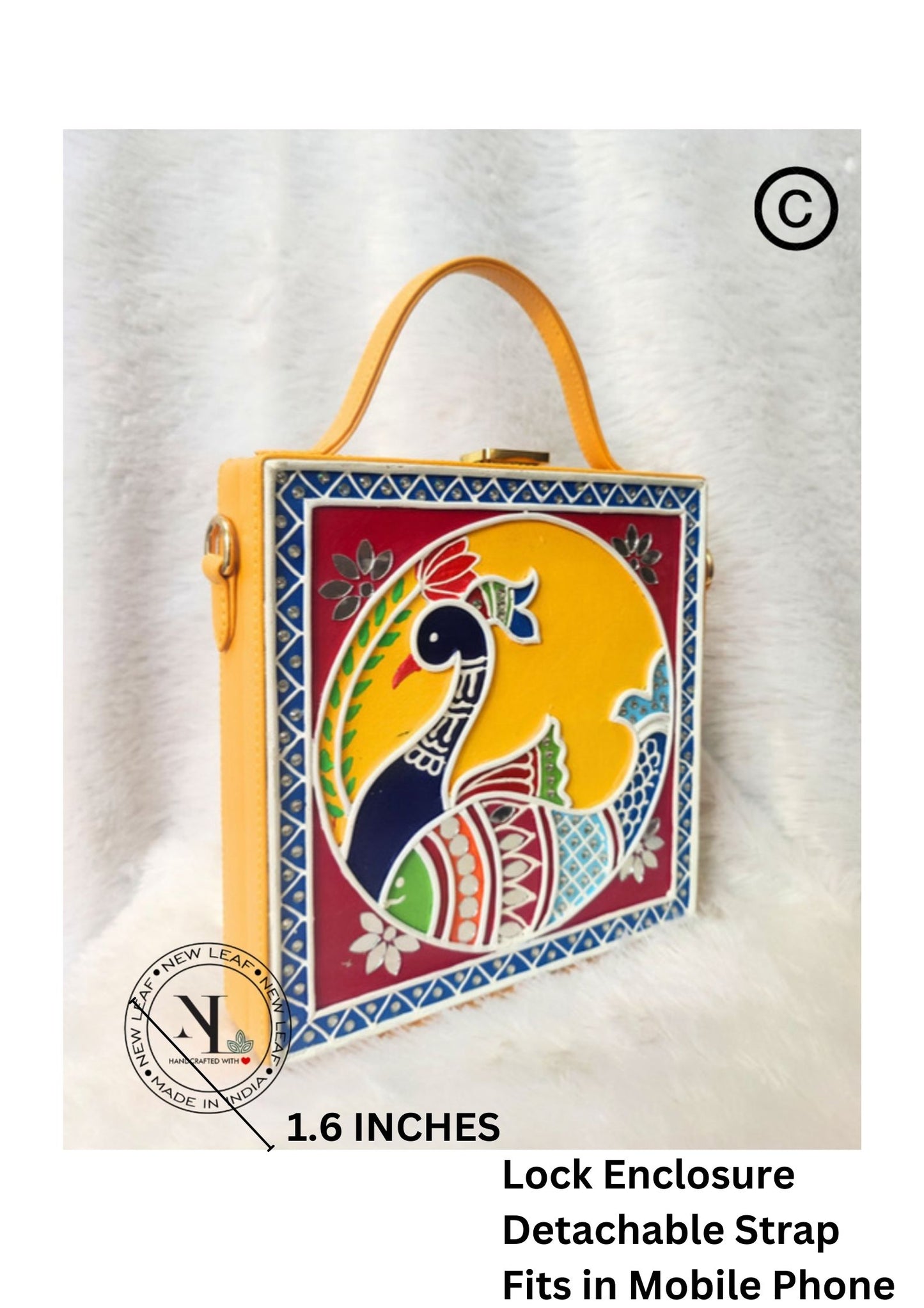 Peacock Lippan Art Handcrafted Box Bag