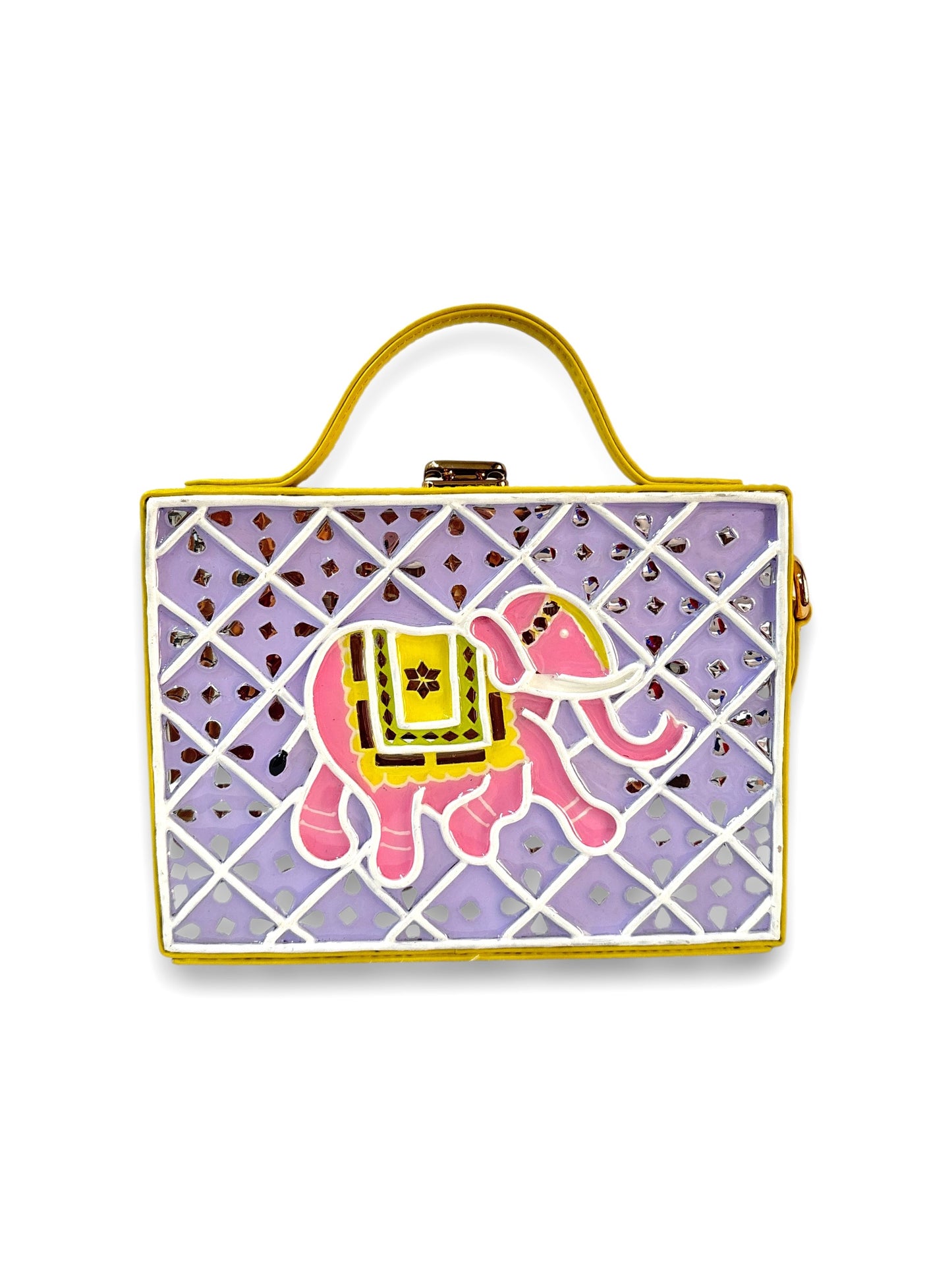 Pastel Elephant Rectangle Lippan Art Box Bag