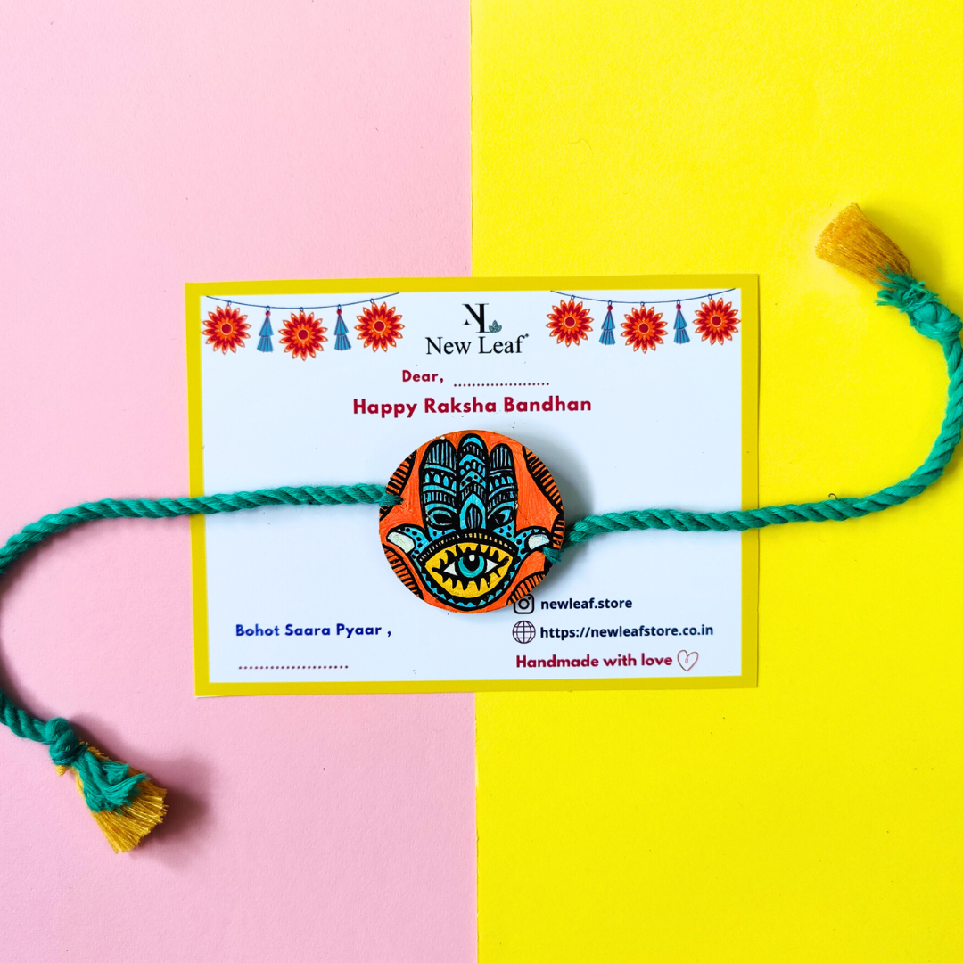 Hamsa Hand painted Rakhi