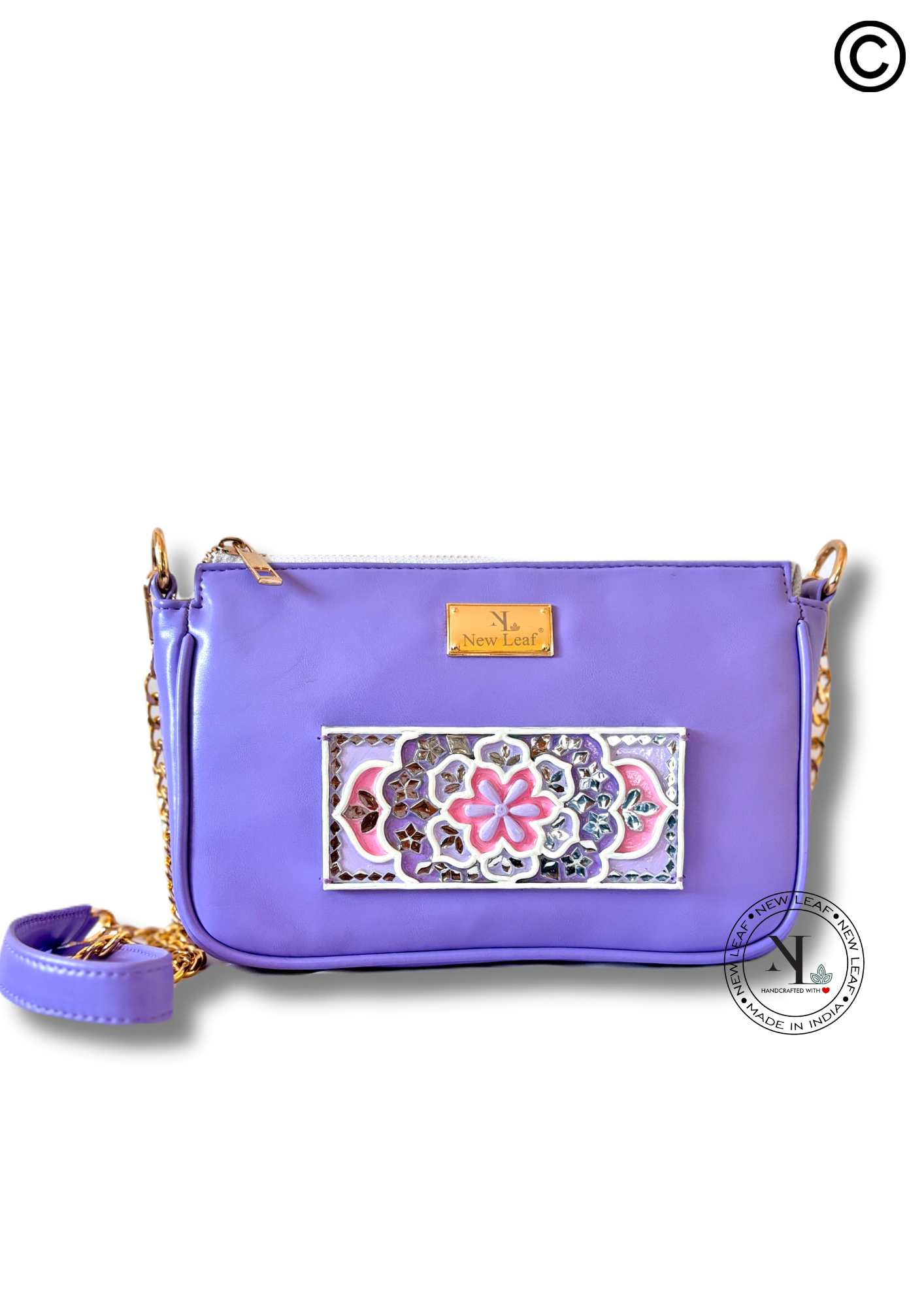 Lilac Mist Lippan Art Handcrafted Baguette Bag/Sling