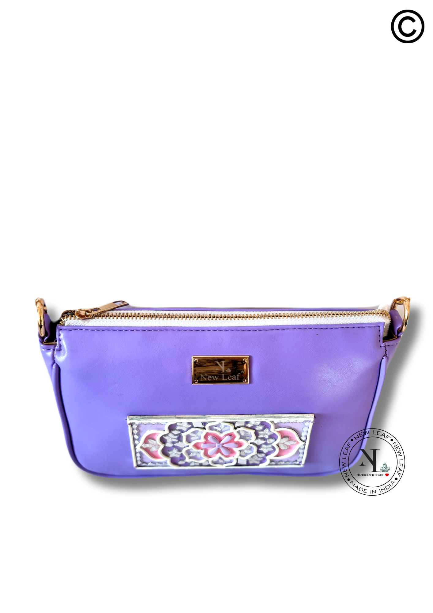 Lilac Mist Lippan Art Handcrafted Baguette Bag/Sling
