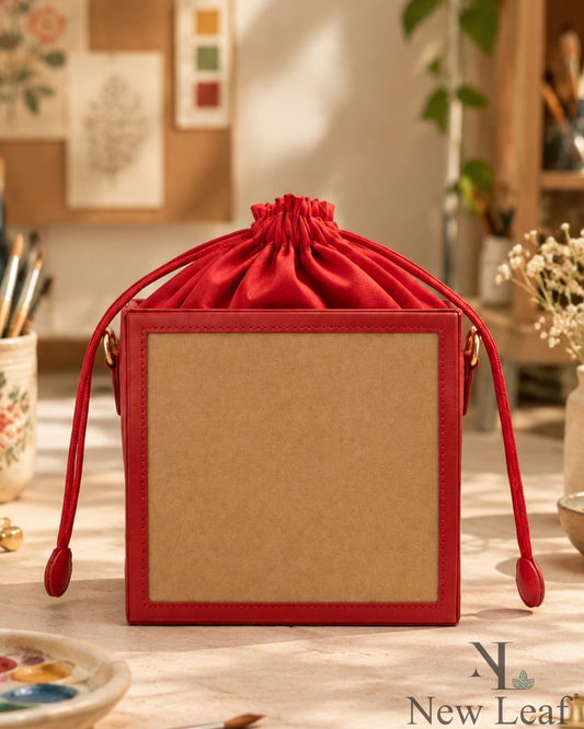 New Leaf Red Square Potli Sling – Plain Handcrafted Bag