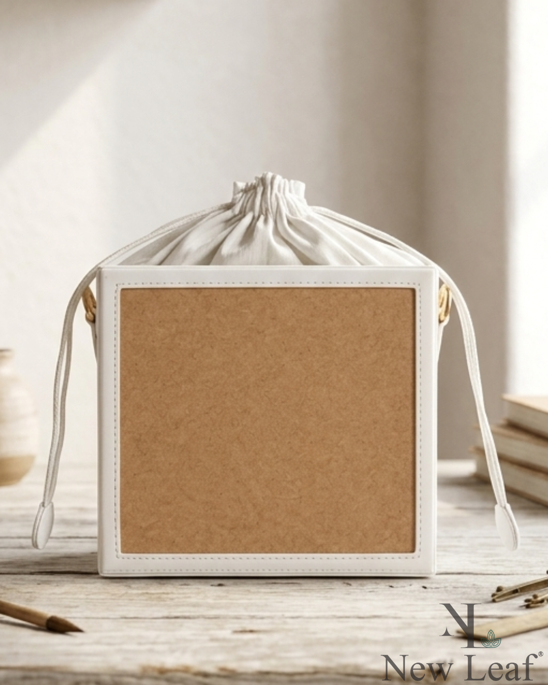 New Leaf White Square Potli Sling – Plain Handcrafted Bag