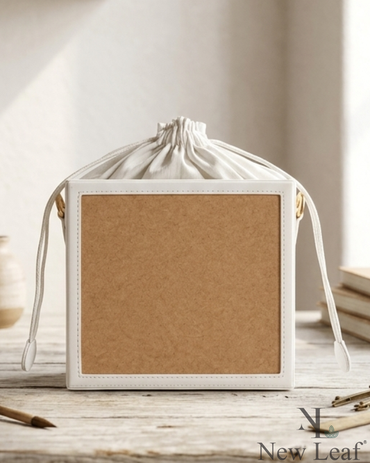 New Leaf White Square Potli Sling – Plain Handcrafted Bag