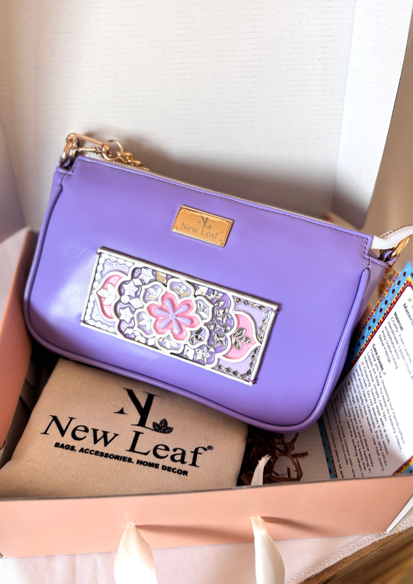 Lilac Mist Lippan Art Handcrafted Baguette Bag/Sling