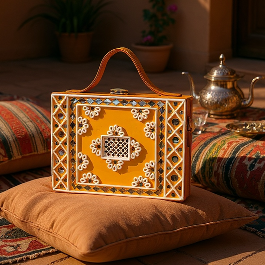 Sunflower Lippan Art Handcrafted Box Bag