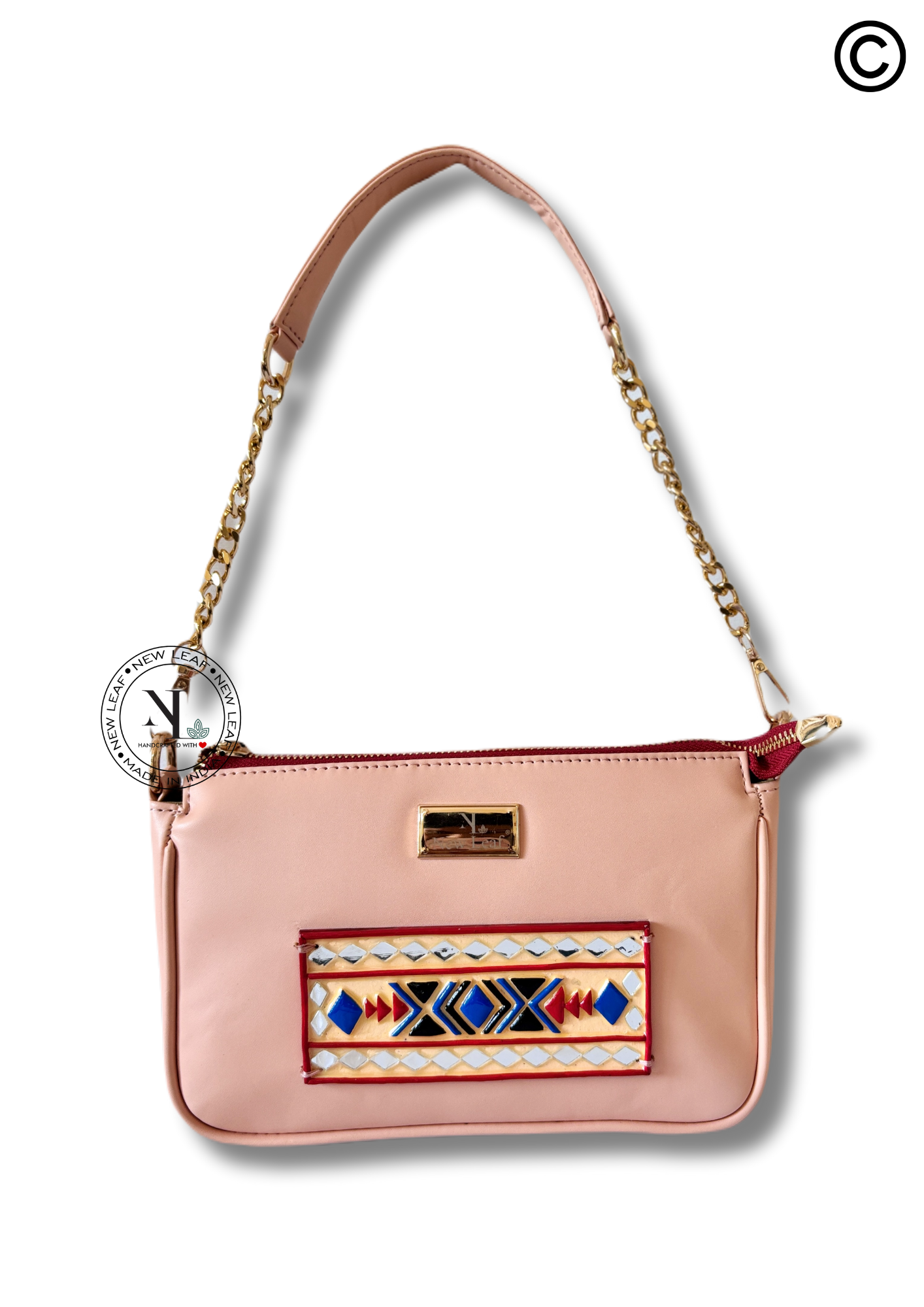 Peach Glaze Lippan Art Handcrafted Baguette Bag/Sling