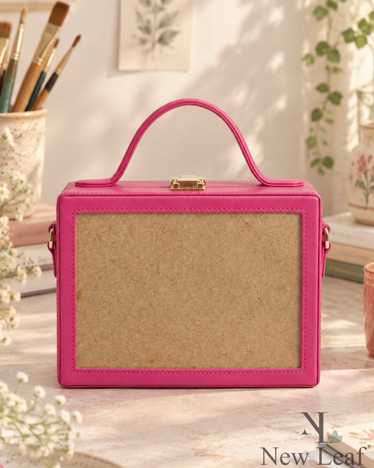 New Leaf Pink Rectangle Box Sling – Plain Handcrafted Bag