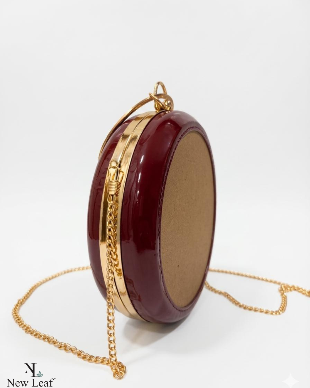 New Leaf Maroon Circle Clutch Sling – Plain Handcrafted Bag