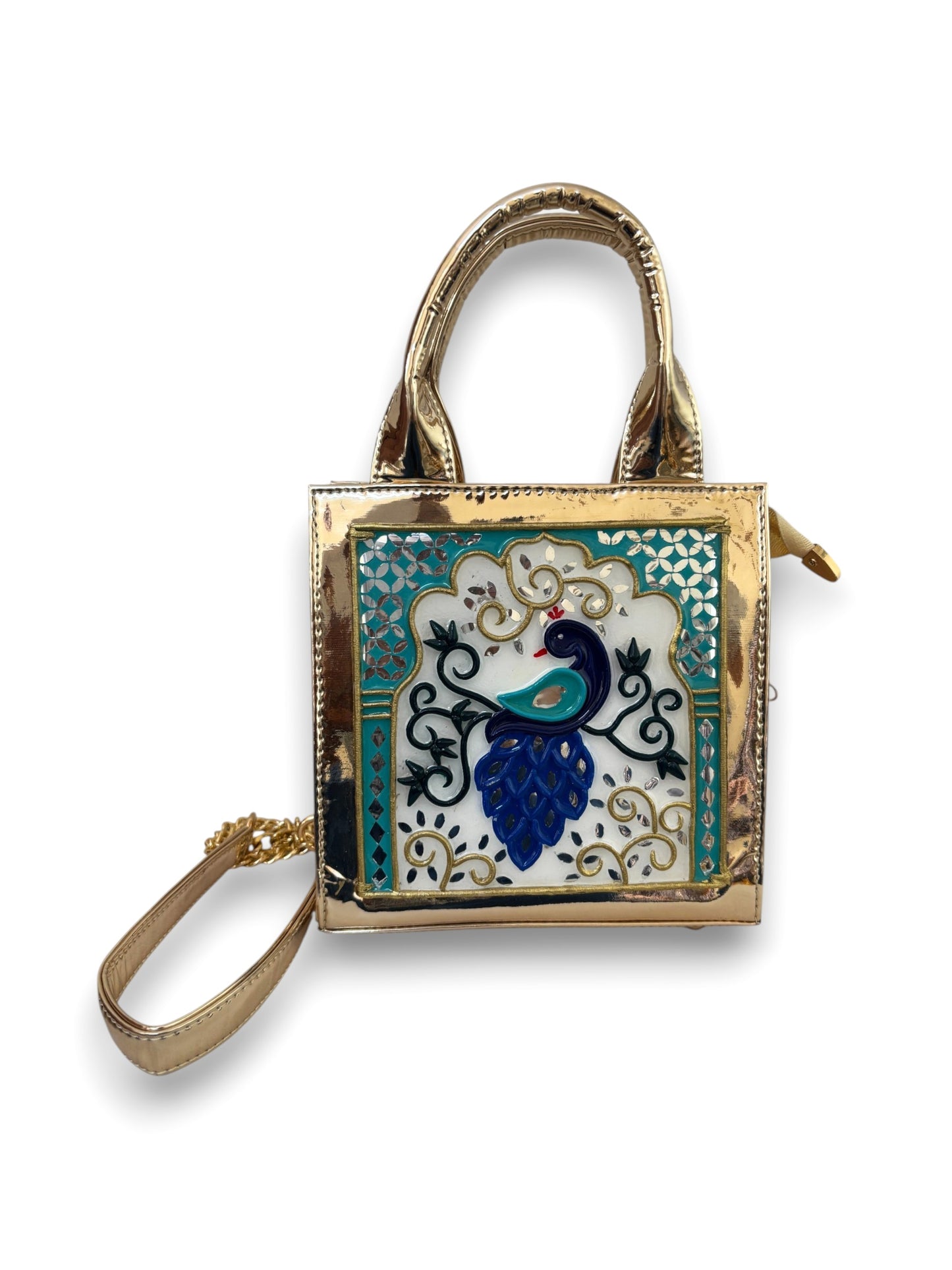 Peacock Handcrafted Lippan Art Handbag / Sling