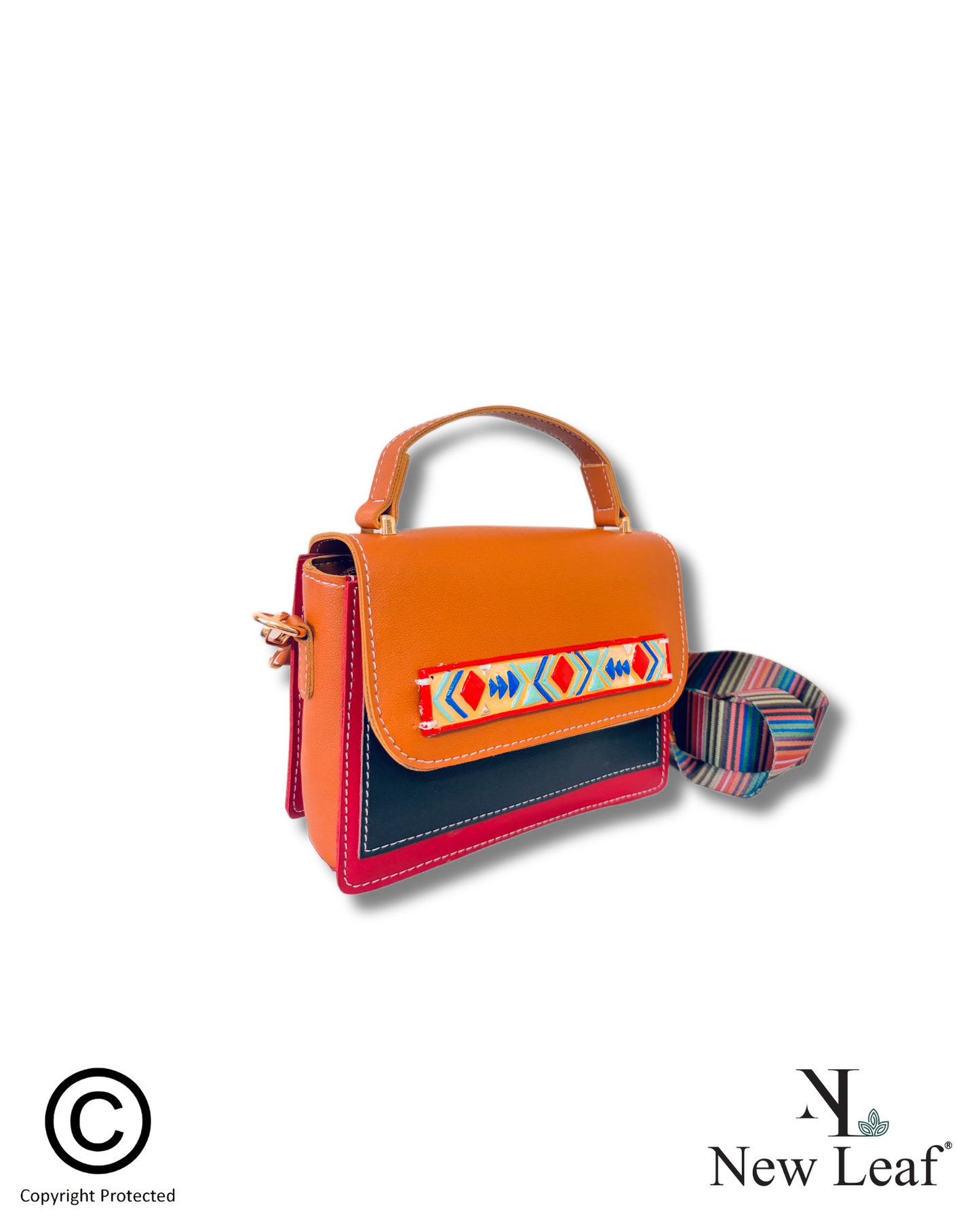 The Rustic Chic Mini Colour Block Handcrafted Hand Bag/Sling