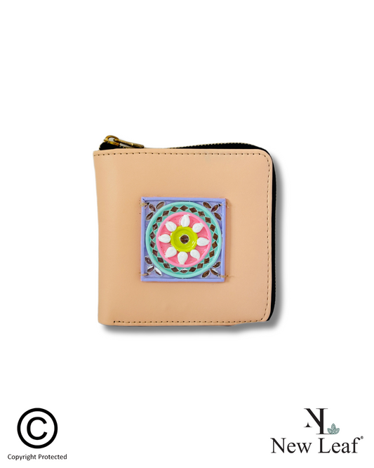 Mandala Peach Lippan Art Mini Wallet