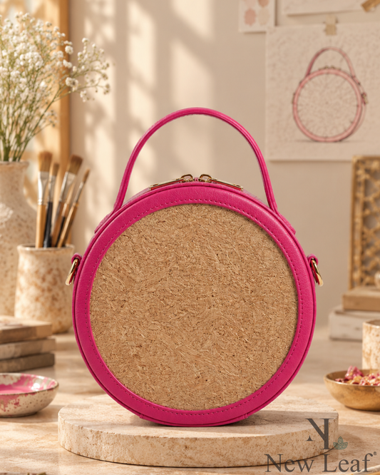 New Leaf Pink Circle Handbag / Sling – Plain Handcrafted Bag