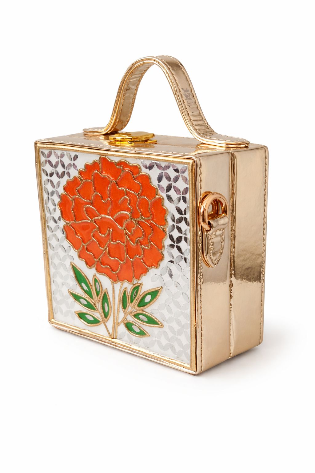 Mini Marigold Lippan Art Handcrafted Square Box Bag