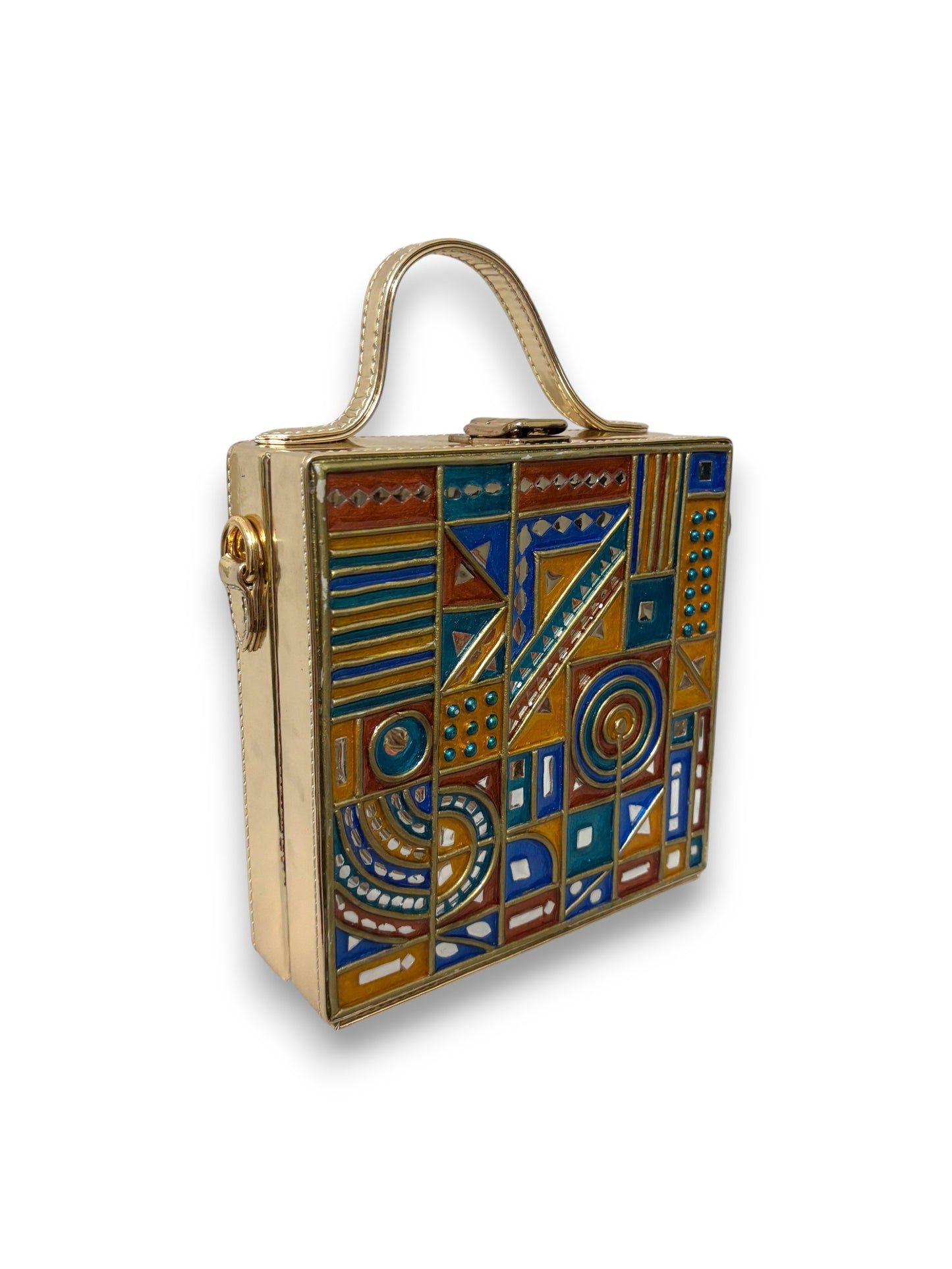 Royal  Charm Square Lippan Art Handcrafted Box Bag