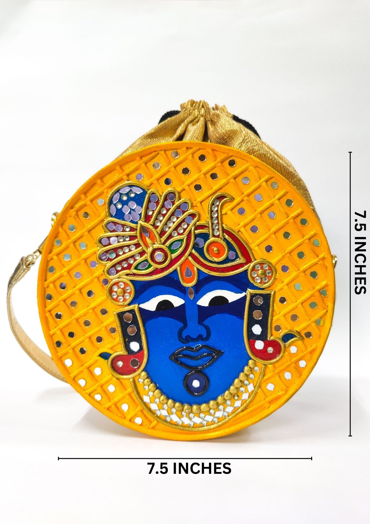 Shreenath JI Lippan Art Handcrafted Potli Bag with Sling