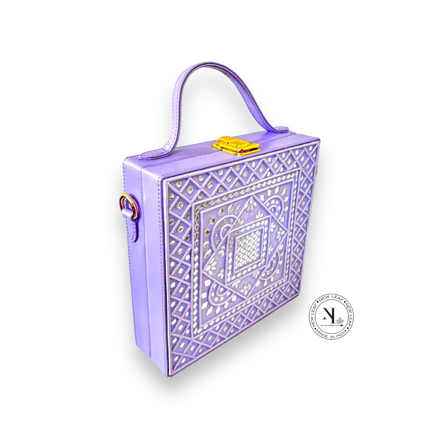 Violet Mirage Lippan Art Handcrafted Box Bag Sling