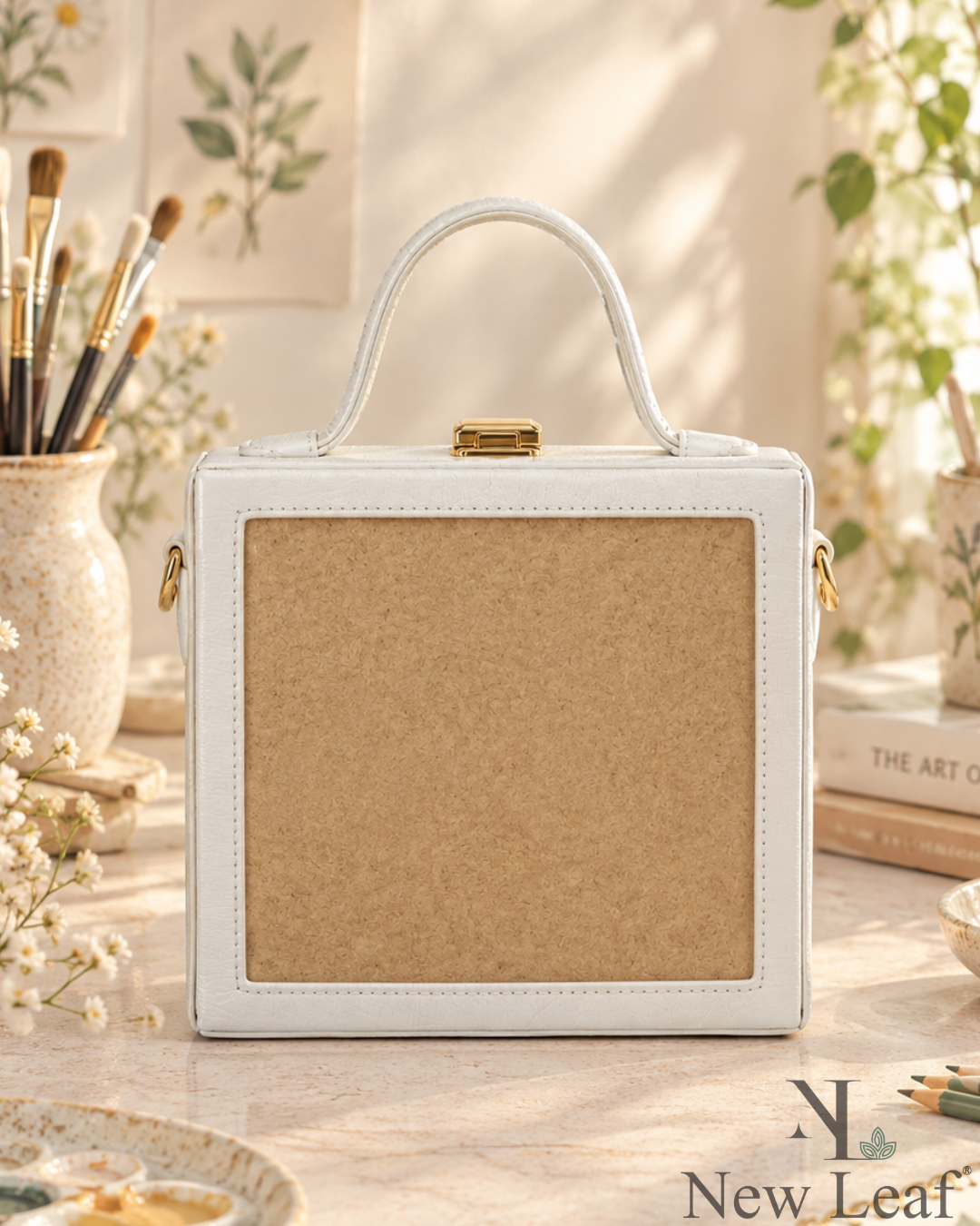 New Leaf White Square Box Bag Sling – Plain Handcrafted Bag
