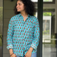Blue Floral Motif Unisex Full Sleeves Shirt