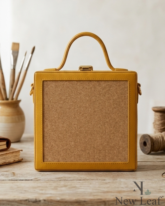 New Leaf Yellow Square Box Bag Sling – Plain Handcrafted Bag
