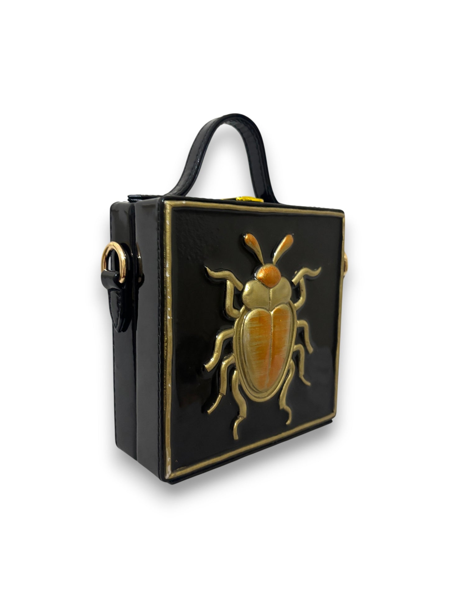 Mini Bettle Lippan Art Handcrafted Square Box Bag