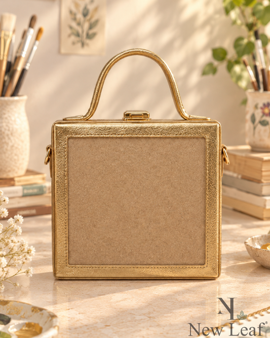 New Leaf Golden Square Box Bag Sling – Plain Handcrafted Bag