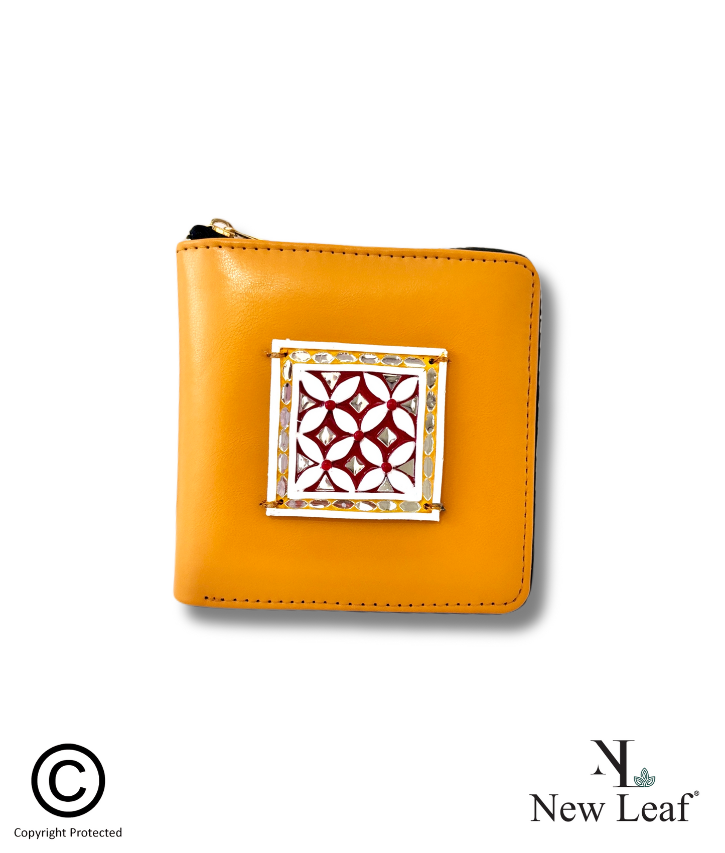 Mandala Yellow Lippan Art Mini Wallet
