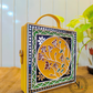 Floral Lippan Art Handcrafted Square Box Bag