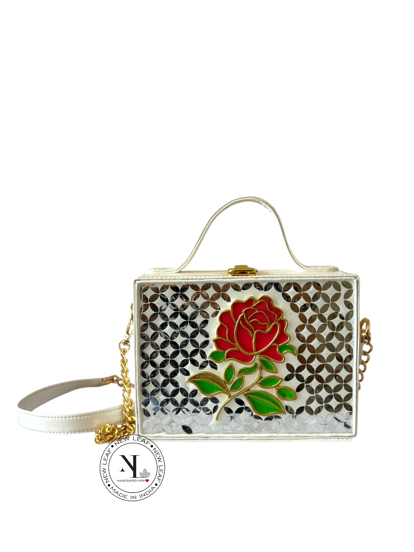 Rose Rectangle Lippan Art Box Sling Bag