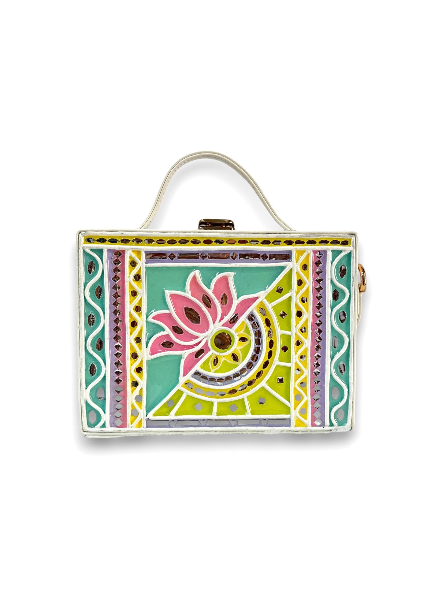 Pastel Lotus Rectangle Lippan Art Box Bag