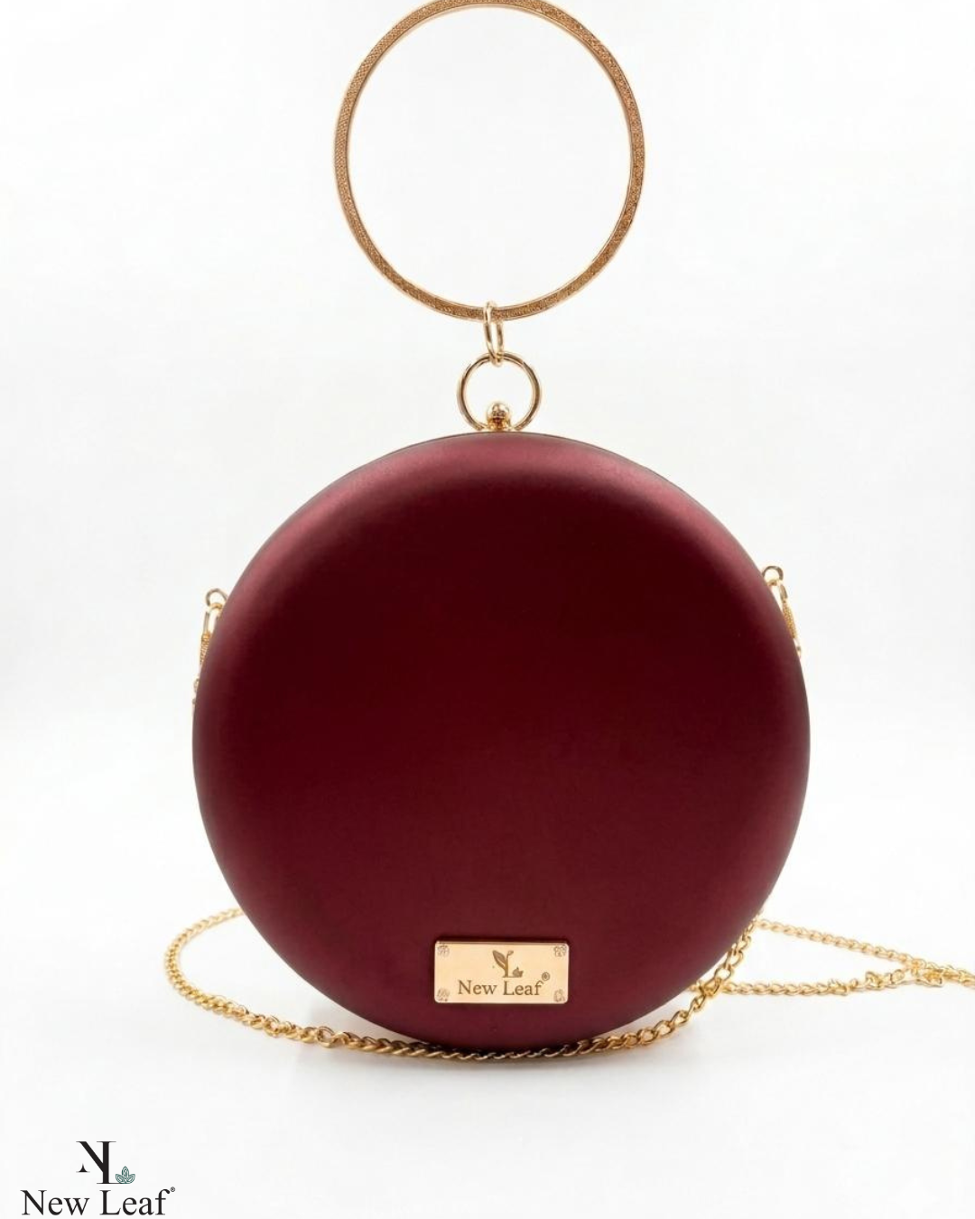New Leaf Maroon Circle Clutch Sling – Plain Handcrafted Bag