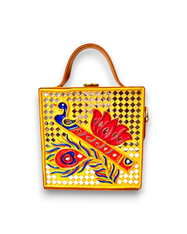Mini Bansuri Lippan Art Box Bag