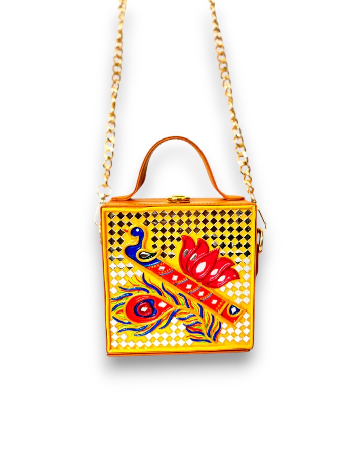 Mini Bansuri Lippan Art Box Bag