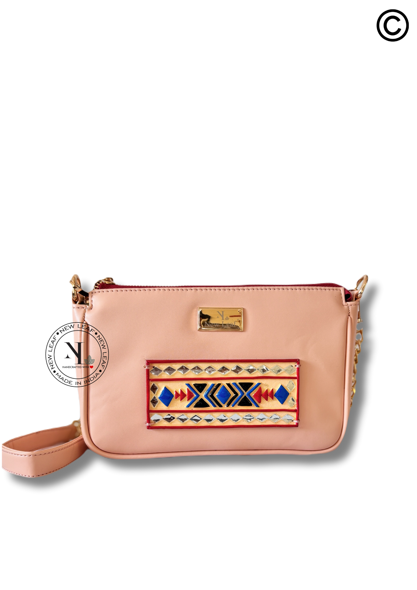 Peach Glaze Lippan Art Handcrafted Baguette Bag/Sling