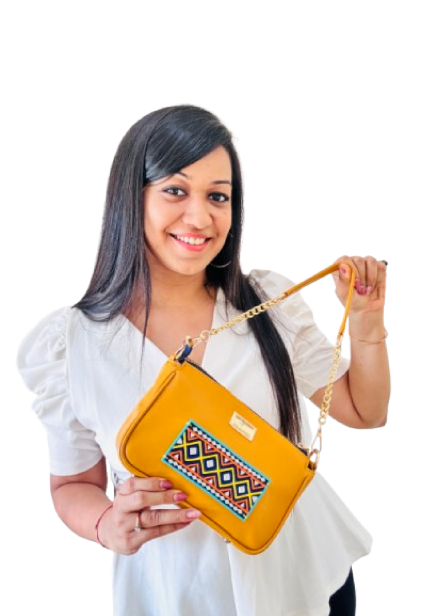 Boho Soul Lippan Art Handcrafted Baguette Bag/Sling