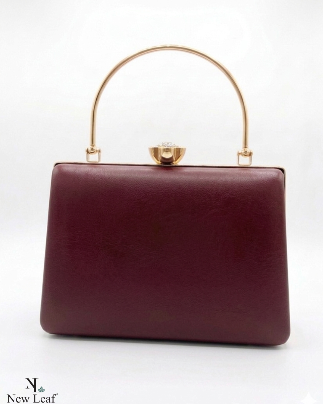 New Leaf  Maroon Trapezium Clutch Sling – Plain Handcrafted Bag