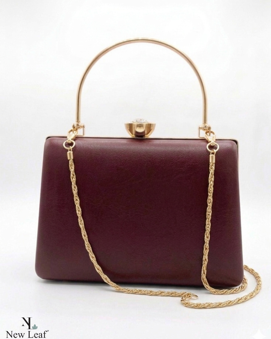 New Leaf  Maroon Trapezium Clutch Sling – Plain Handcrafted Bag