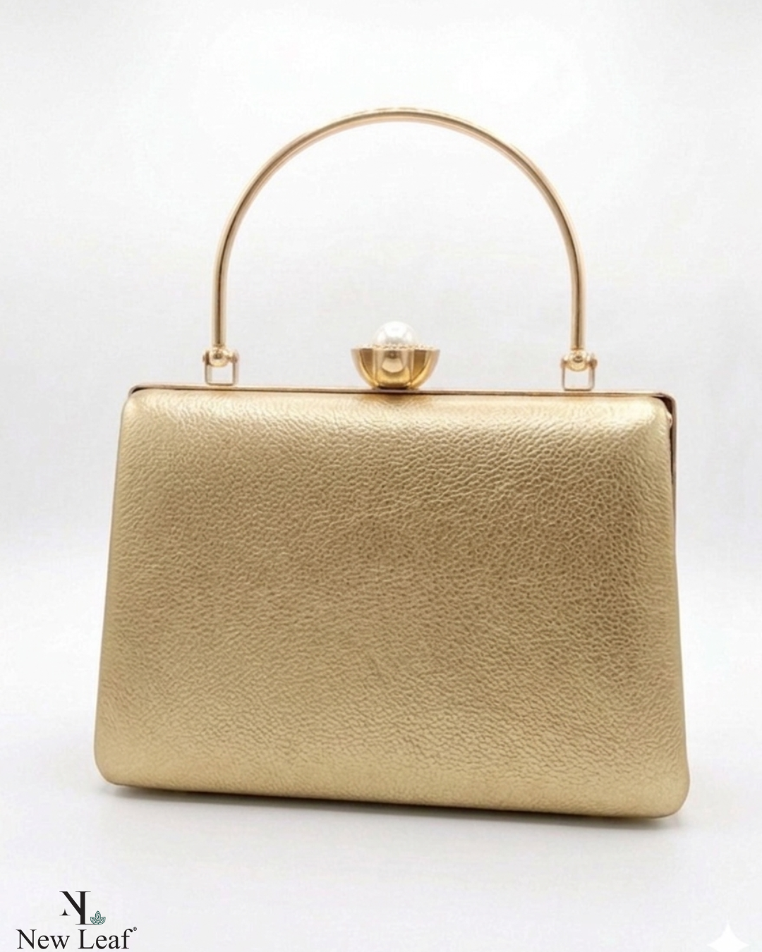 New Leaf Golden Trapezium Clutch Sling – Plain Handcrafted Bag