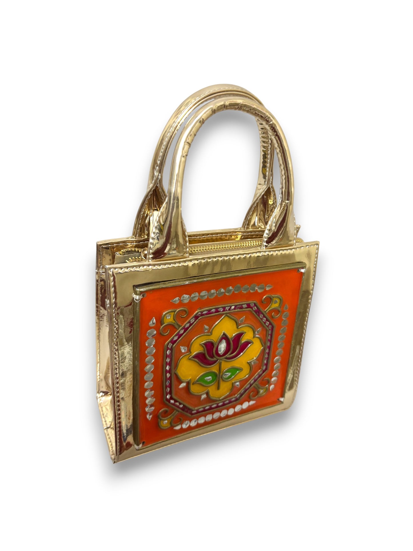 Lotus Handcrafted Lippan Art Handbag/ Sling