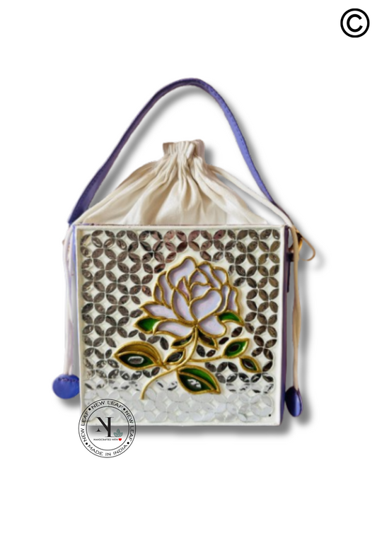 Lilac Rosee Lippan Art Medium Potli Handcrafted Sling Bag