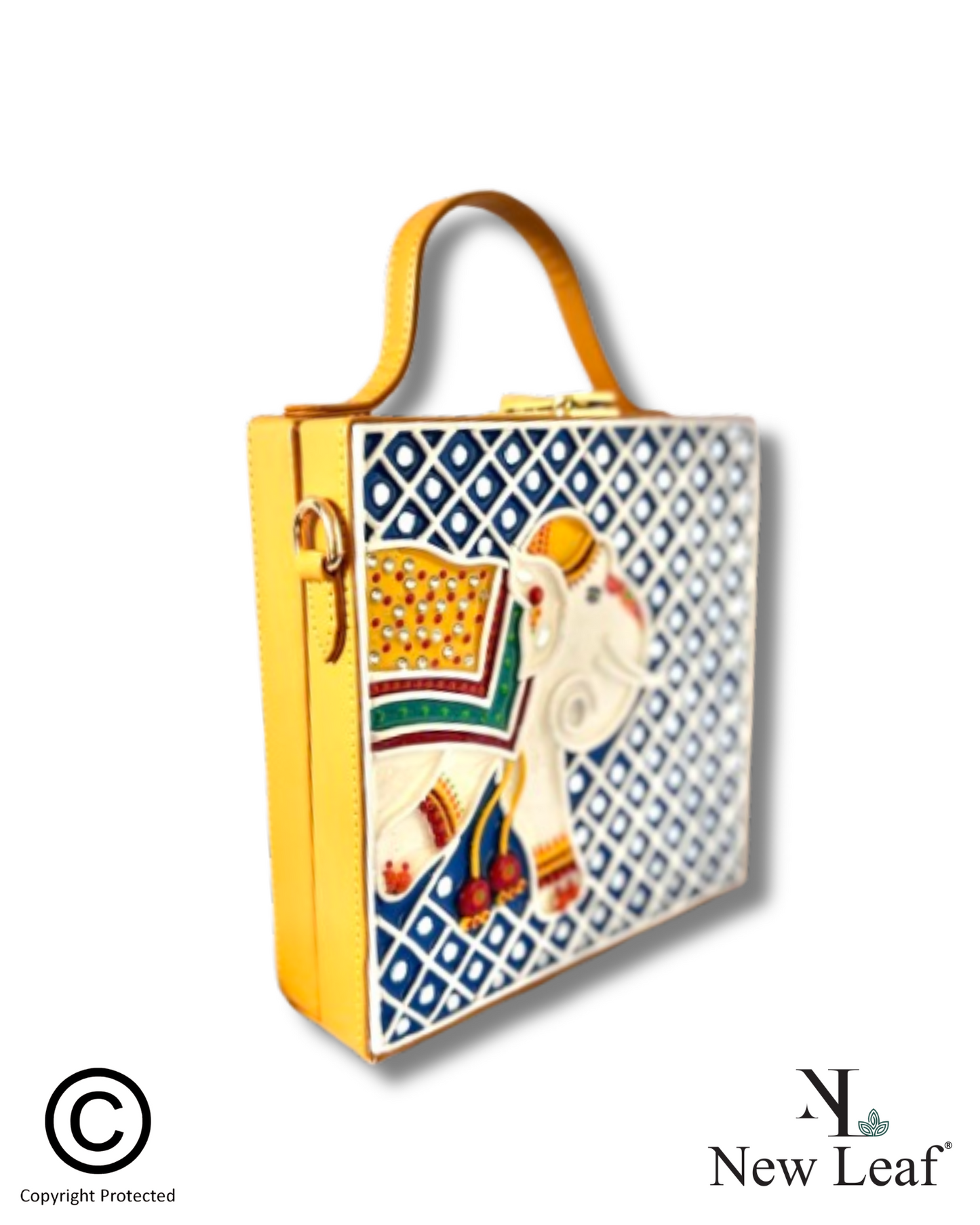 Elephant Lippan Art Box Sling Bag