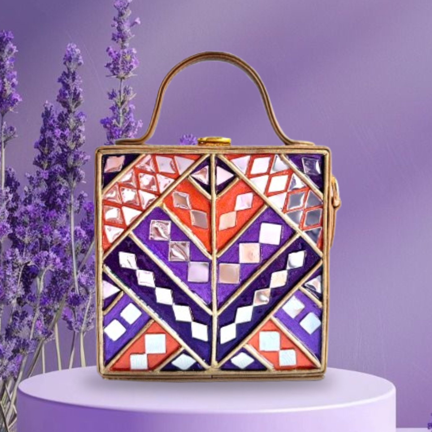 Royal Lavender Mini Lippan Art Box Bag