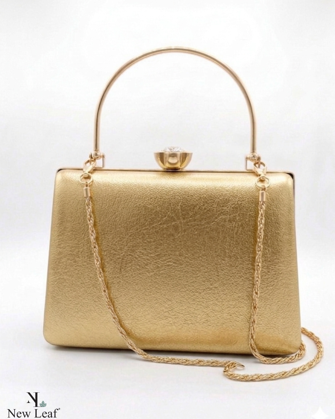 New Leaf Golden Trapezium Clutch Sling – Plain Handcrafted Bag