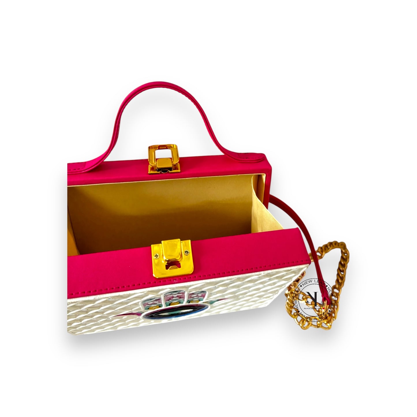 Hamsa Square Lippan Art Handcrafted Box Bag