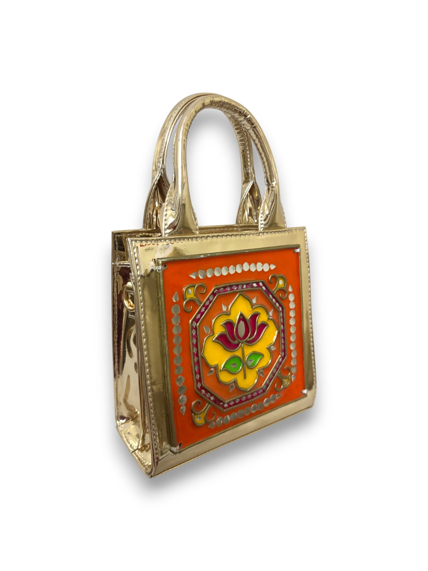 Lotus Handcrafted Lippan Art Handbag/ Sling